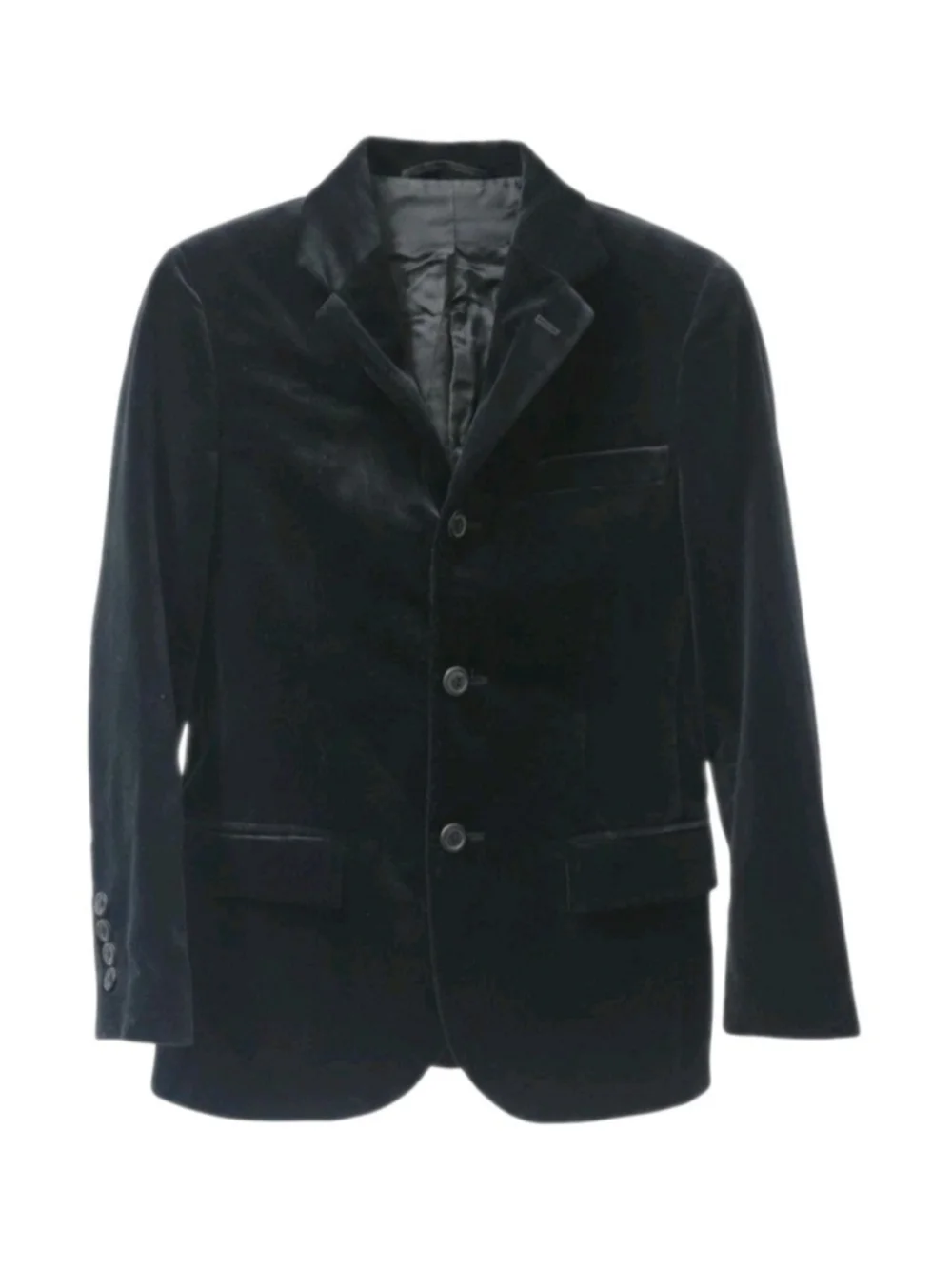 Polo Ralph Lauren Boys 3-Button Black Side-Vent Velvet Blazer Made In Italy 10